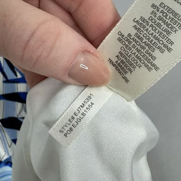 Eliza J Womens Dress 4 Blue Palm Leaf Jersey Knit Ruched Tropical Resort Vacay - Picture 12 of 12